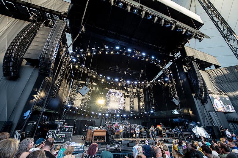 Meyer Sound Panther line-array rig flown at a festival main stage